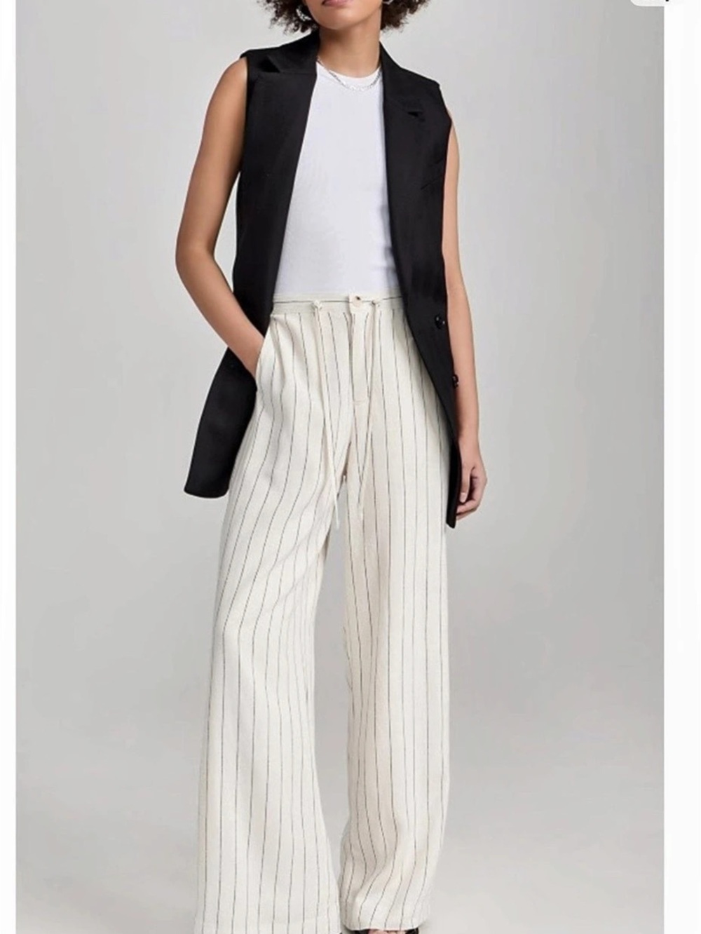 Z Supply Cortez Pin Striped Wide Leg pants Cream taupe color stripes XS NWT line